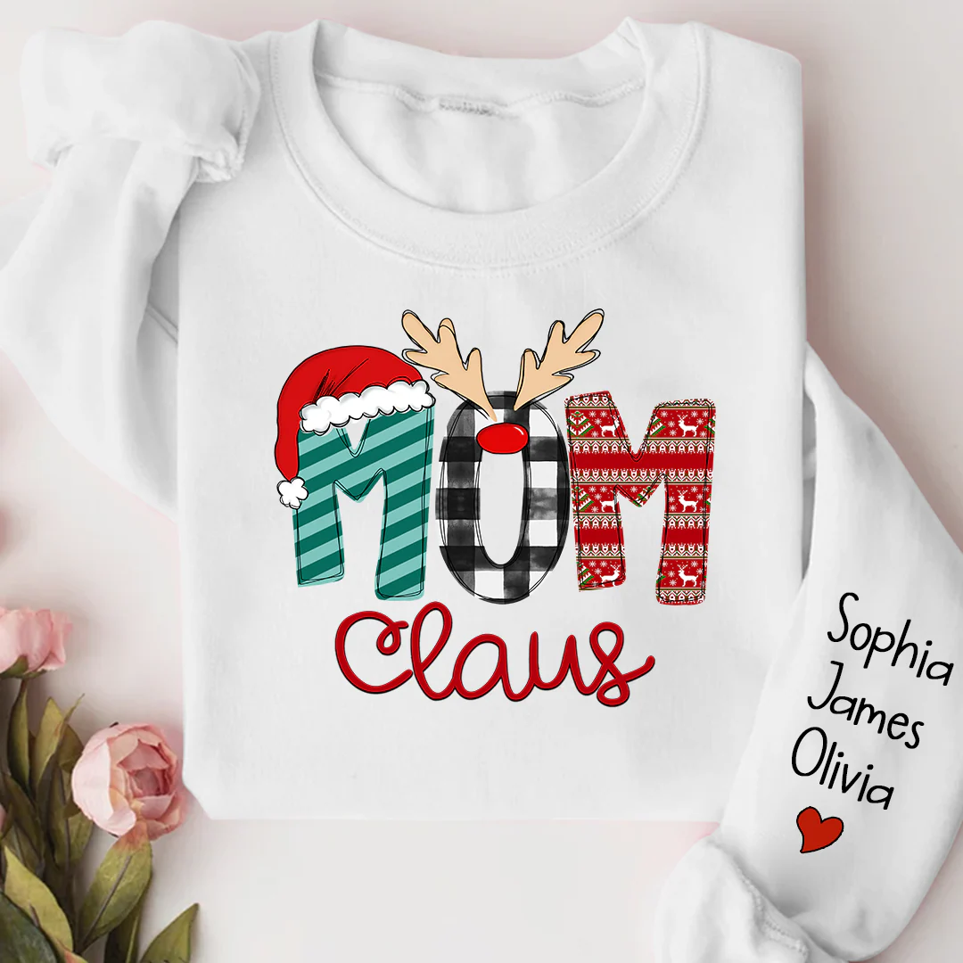 Custom Family Name Mom 2 Claus - Personalized Sweatshirt - Best Christmas Gift For Grandma, Mom, Family Member - NH96 - Image 6