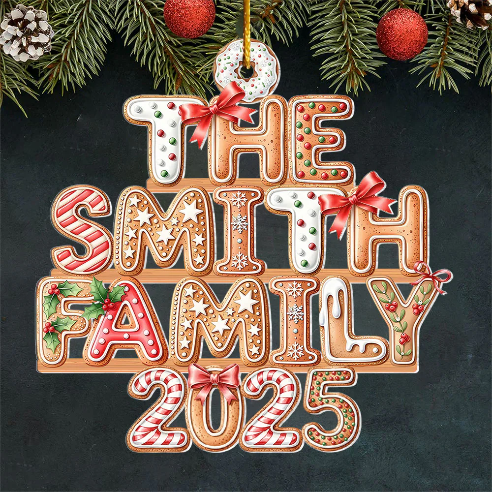 Custom Gingerbread Letter - Personalized Acrylic Ornament - Christmas Gift For Family Members NA94 - Image 2