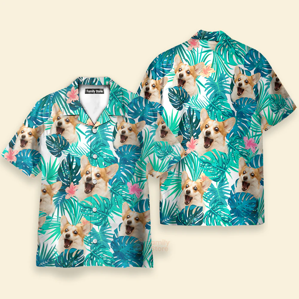 Custom Photo Dog Face Flower - Personalized Hawaiian Shirt - Image 4