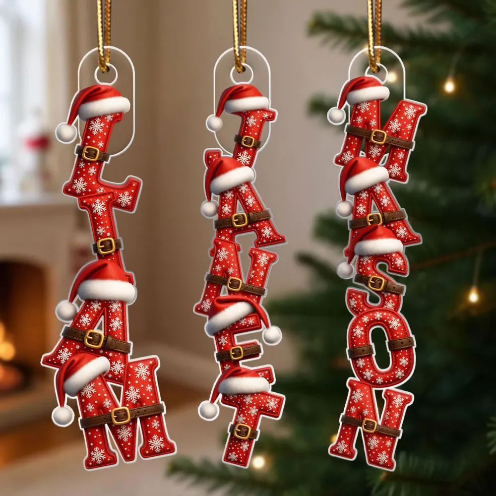 Custom Letters 2025 Santa Pattern Alphabet - Personalized Acrylic Ornament - Christmas Gift For Family Members NA94 - Image 2