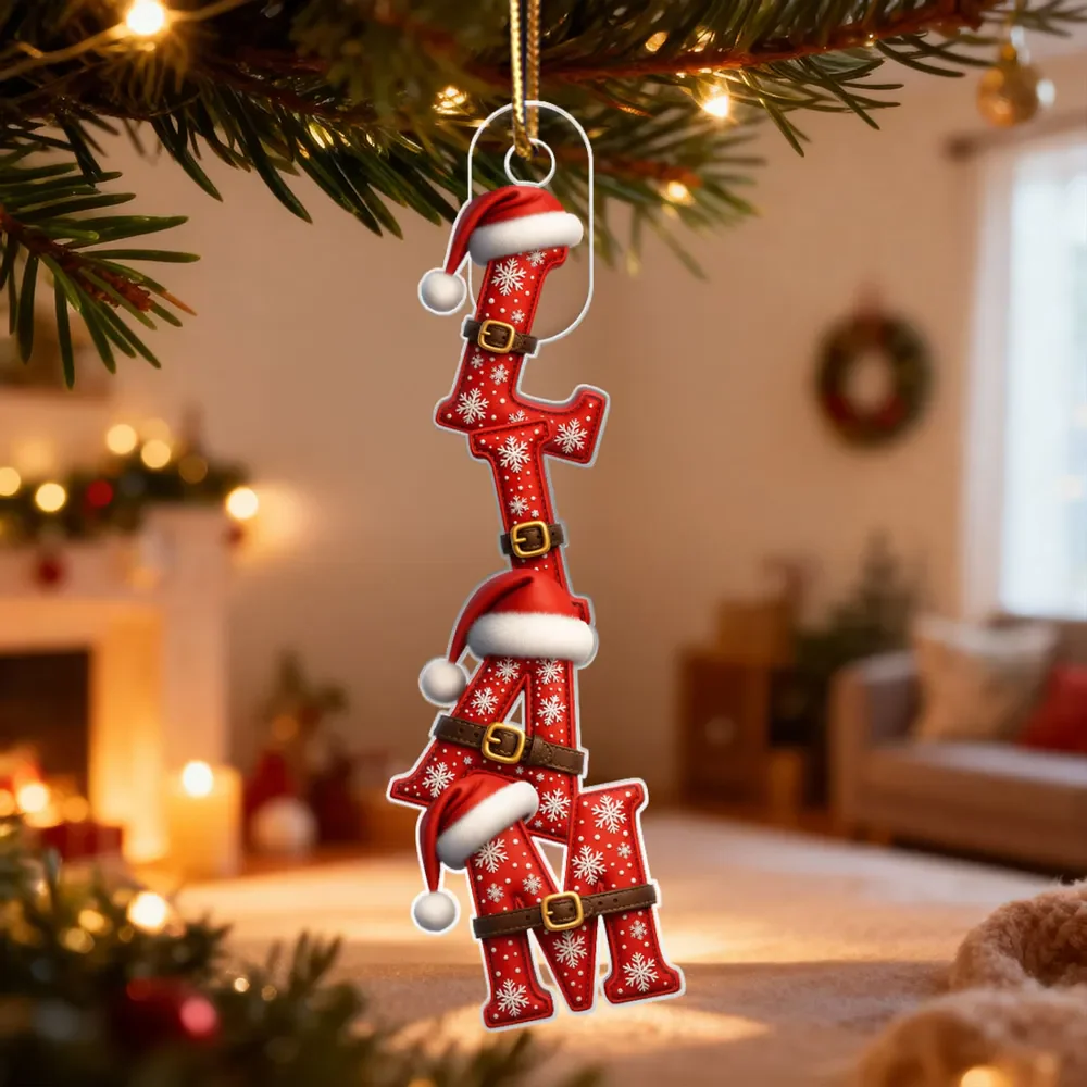 Custom Letters 2025 Santa Pattern Alphabet - Personalized Acrylic Ornament - Christmas Gift For Family Members NA94 - Image 4