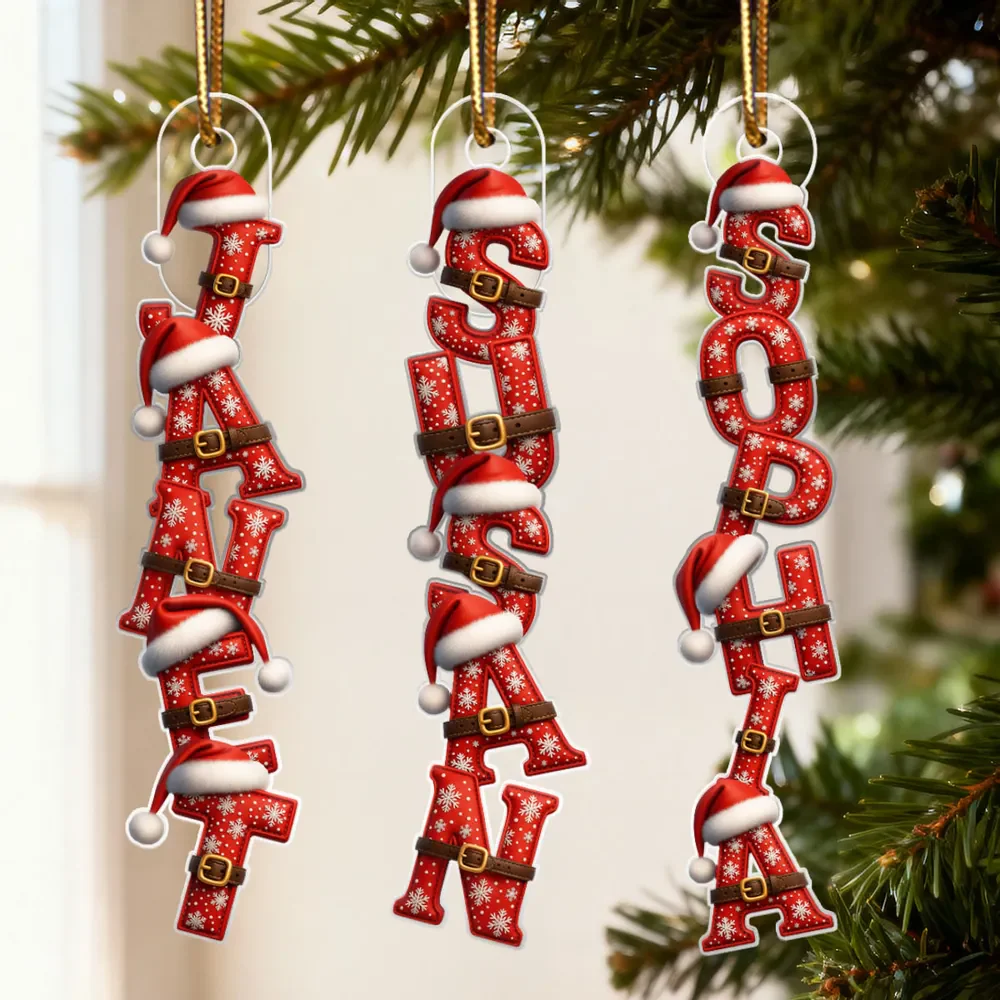 Custom Letters 2025 Santa Pattern Alphabet - Personalized Acrylic Ornament - Christmas Gift For Family Members NA94 - Image 5