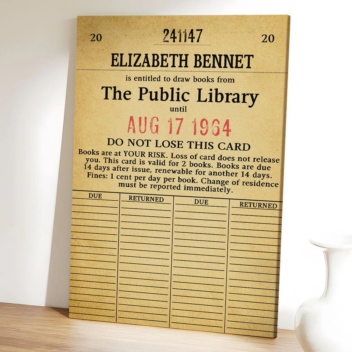 Custom Library Card - Personalized Canvas - Gift For Book Lovers, Readers HH01 - Image 2