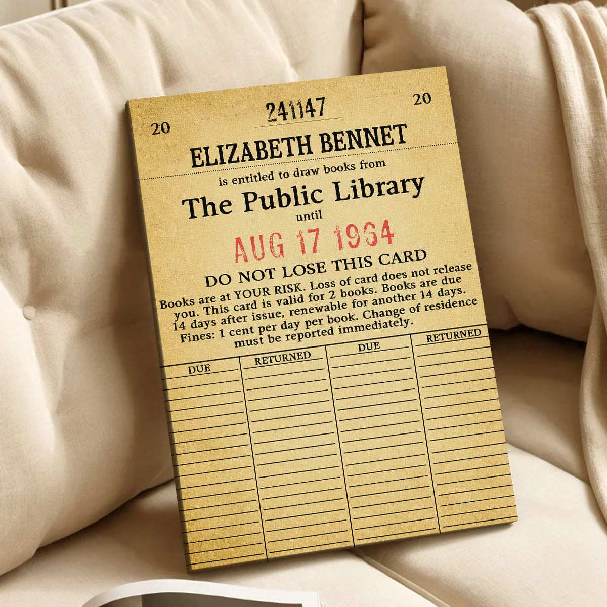 Custom Library Card - Personalized Canvas - Gift For Book Lovers, Readers HH01 - Image 3