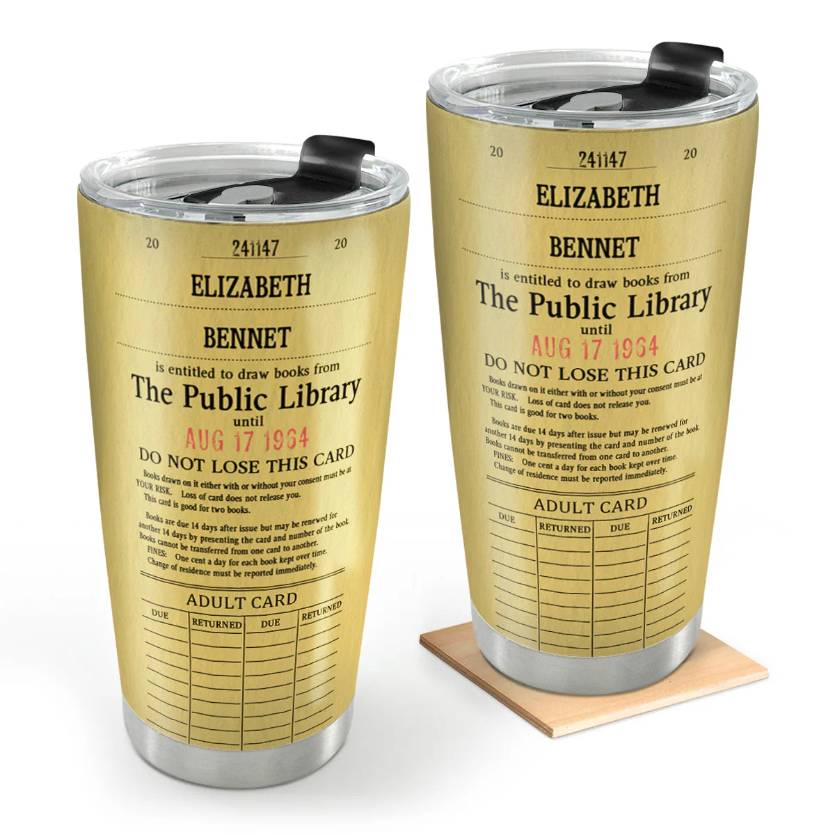 Custom Library Card - Personalized Stainless Steel Tumbler - Gift For Book Lovers, Readers HH01