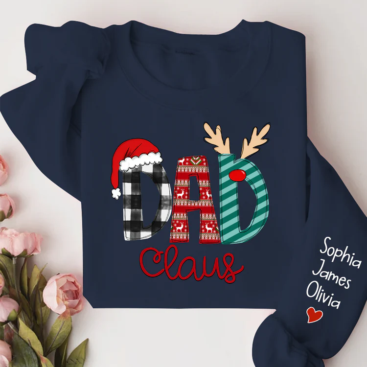 Custom Name Merry Christmas Dad Claus - Personalized Sweatshirt - Gift for Dad, Grandpa, Husband - NH96 - Image 8