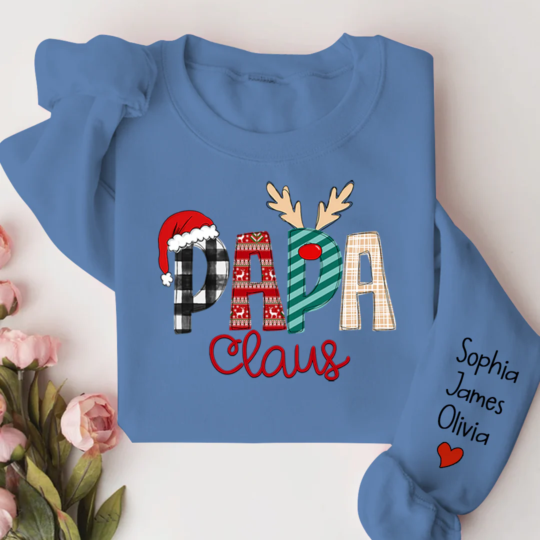Custom Name Merry Christmas Papa Claus, Dad Claus - Personalized Sweatshirt - Gift for Dad, Grandpa, Husband - NH96 - Image 12