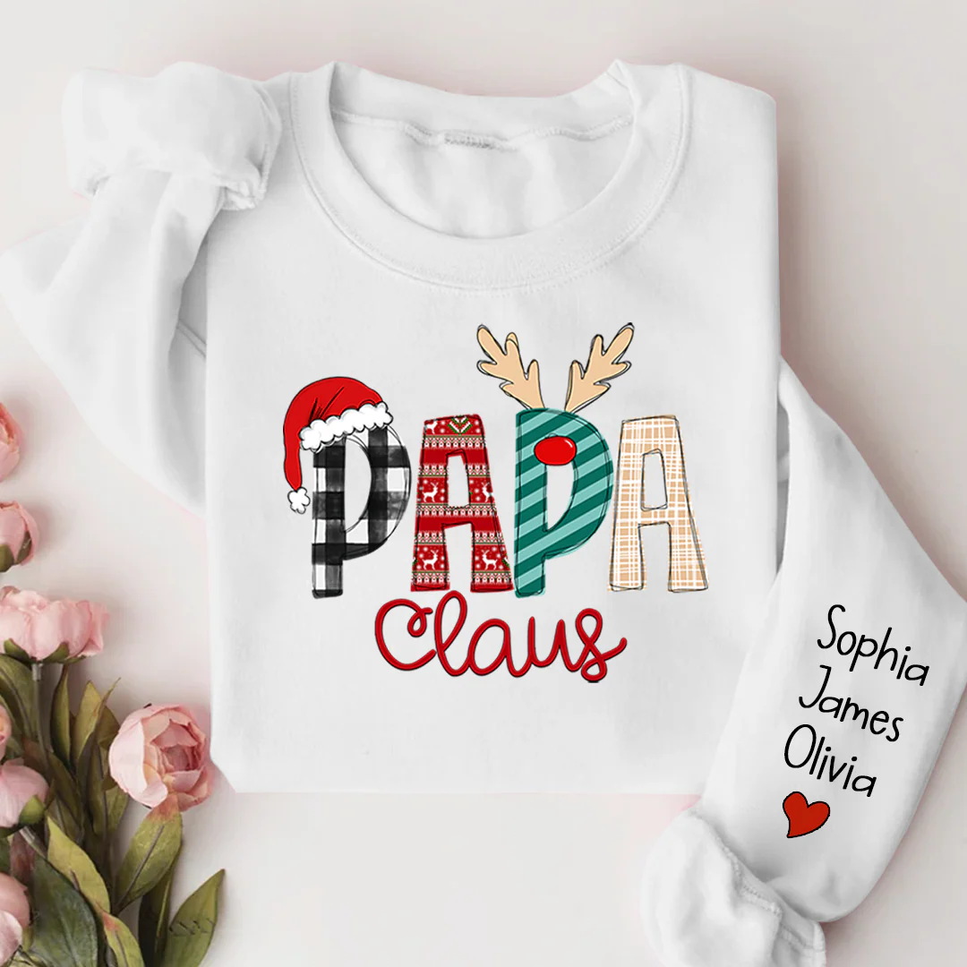 Custom Name Merry Christmas Papa Claus, Dad Claus - Personalized Sweatshirt - Gift for Dad, Grandpa, Husband - NH96 - Image 13