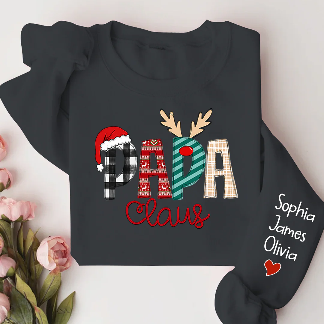Custom Name Merry Christmas Papa Claus, Dad Claus - Personalized Sweatshirt - Gift for Dad, Grandpa, Husband - NH96 - Image 5