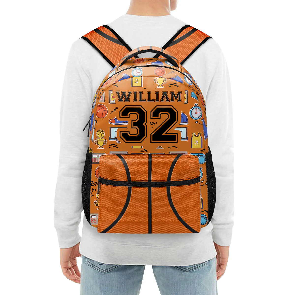 Custom Name Sports School Bag - Personalized Canvas Backpack - Gift for Kids TD118 - Image 4