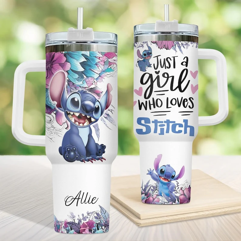 Custom Name Sti Just A Girl Who Loves Ohana - Personalized Tumbler 40oz Cup With Straw - Gift For Family Members, Movie Fans NA94 - Image 3