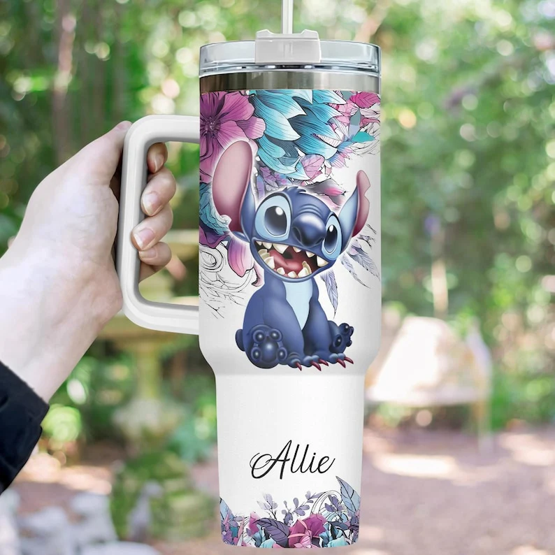 Custom Name Sti Just A Girl Who Loves Ohana - Personalized Tumbler 40oz Cup With Straw - Gift For Family Members, Movie Fans NA94 - Image 4