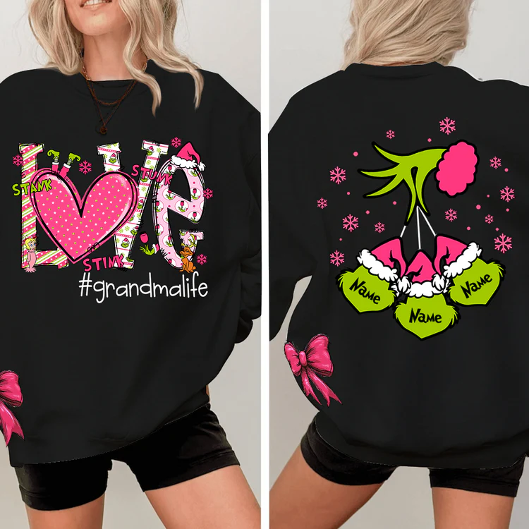 Custom Nickname Grandma Love Grandma Life And Kids Names Christmas 2024 - Pink Designer Personalized Sweatshirt With Side Bow - NH96 - Image 10