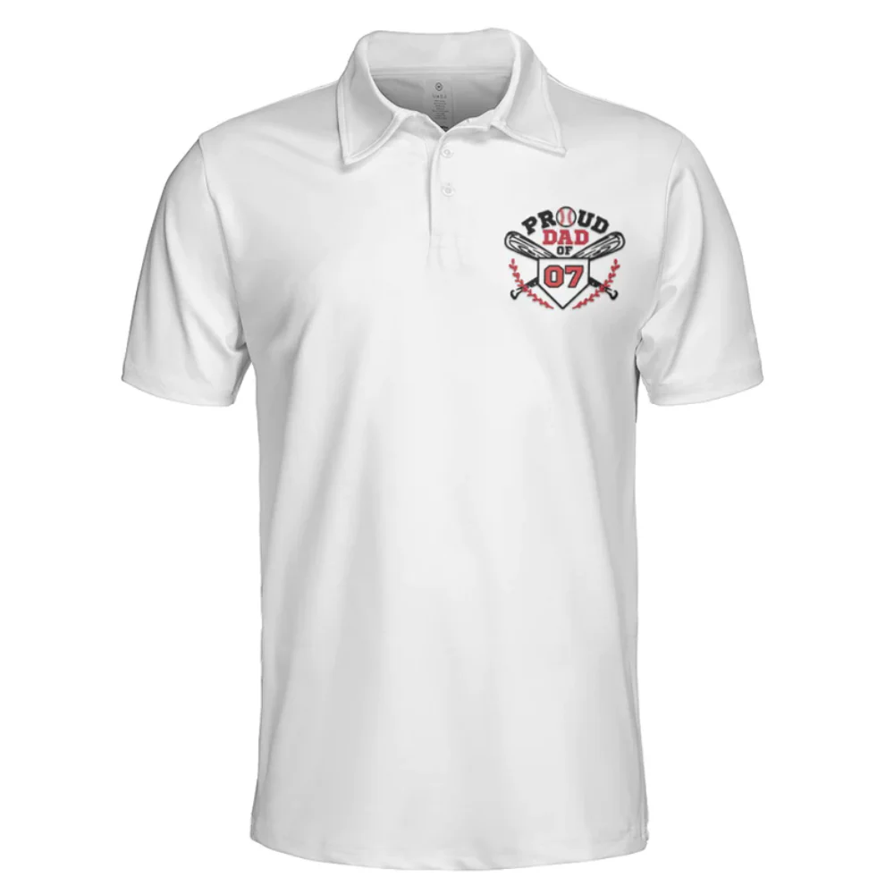 Custom Number Proud Dad Of Baseball Player - Gift For Father, Grandfather - Men Polo - Image 2