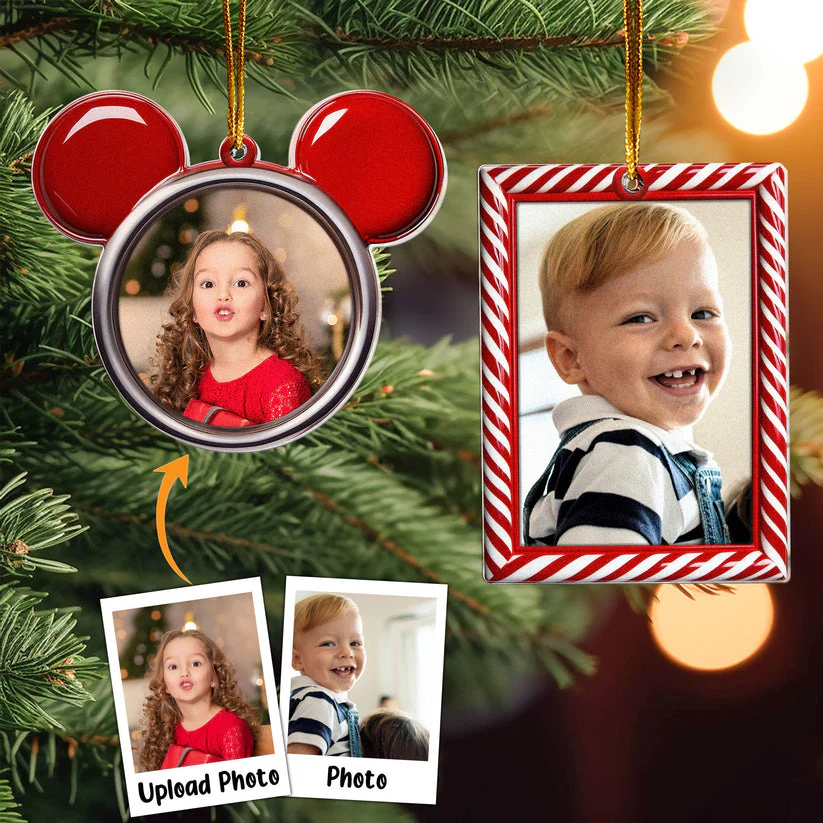 Custom Photo And Frames Mery Christmas - Gift For Family - Personalized Acrylic Ornament NA94