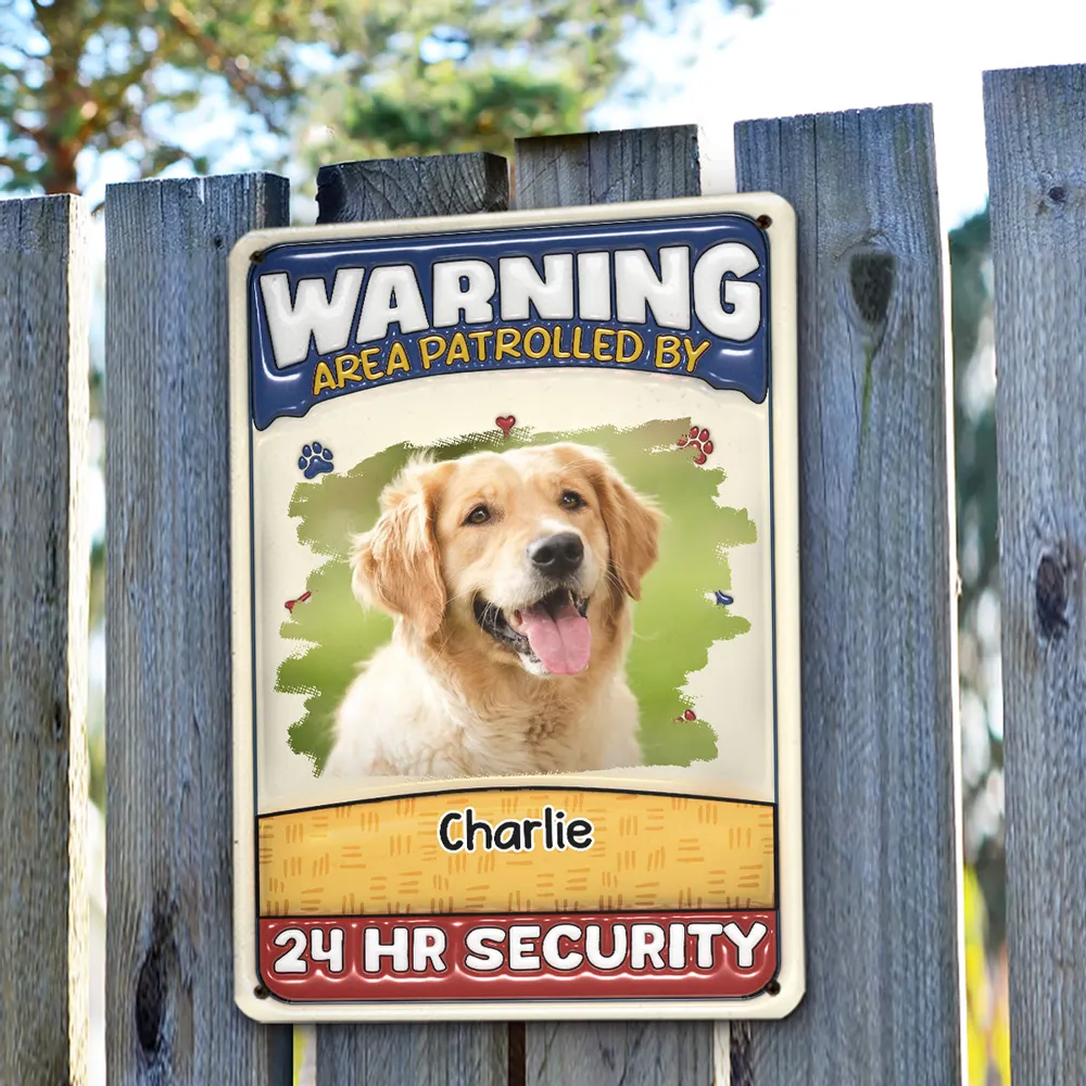 Custom Photo Area Patrolled By Dogs - Personalized 3D Inflated Effect Metal Sign - Gift For Dog Lovers | NA94