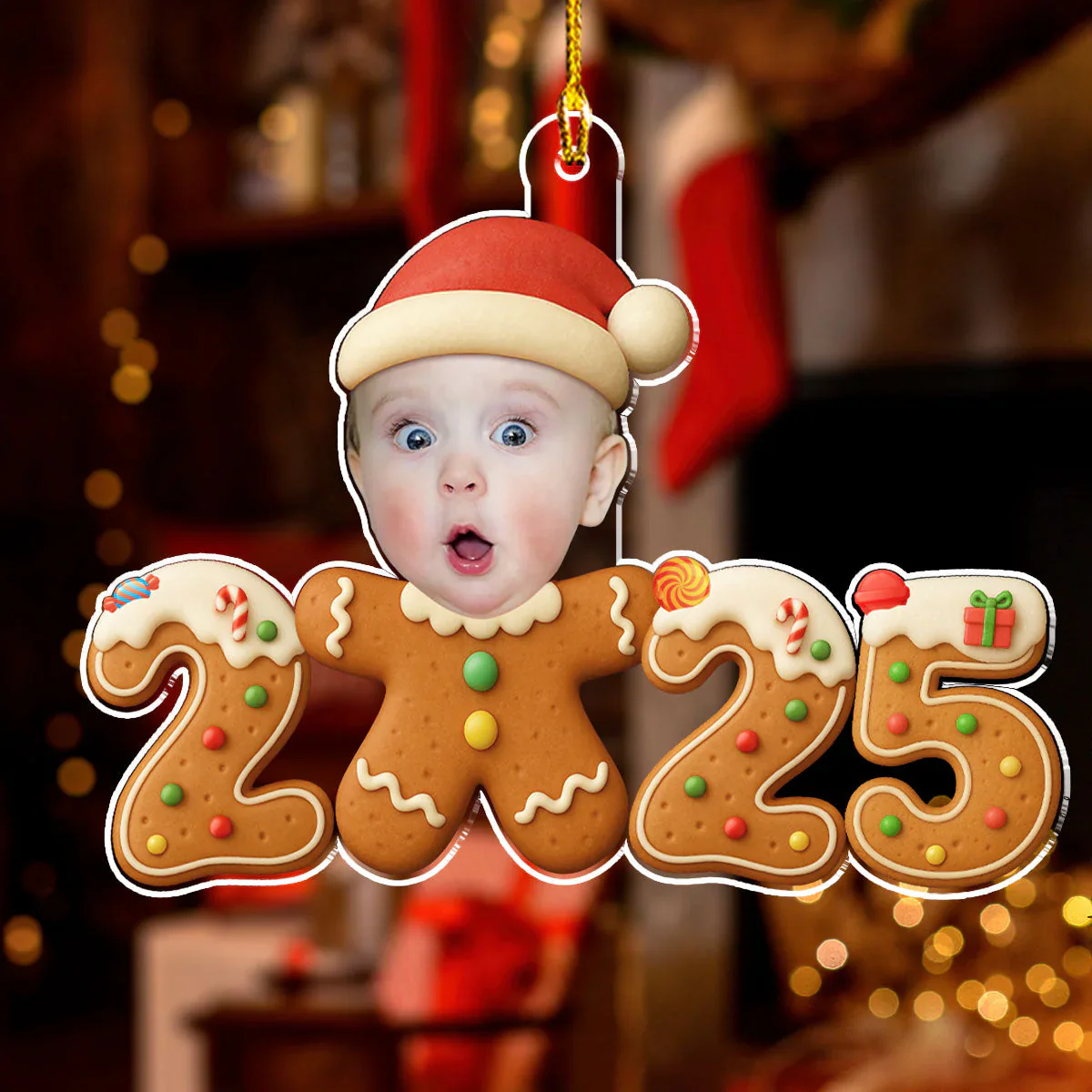 Custom Photo Baby 2025 Cute Gingerbread - Personalized Acrylic Ornament - Christmas Gift NA94 - Image 2