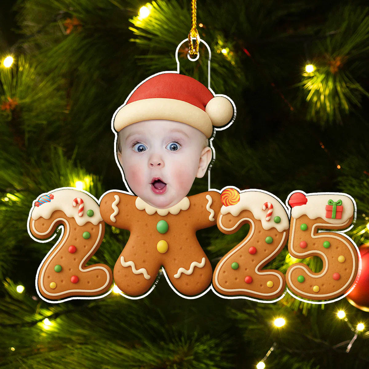 Custom Photo Baby 2025 Cute Gingerbread - Personalized Acrylic Ornament - Christmas Gift NA94 - Image 3