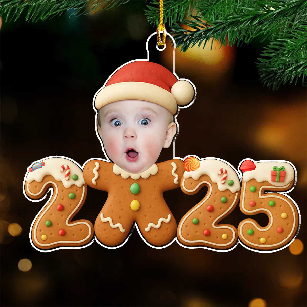 Custom Photo Baby 2025 Cute Gingerbread - Personalized Acrylic Ornament - Christmas Gift NA94 - Image 4