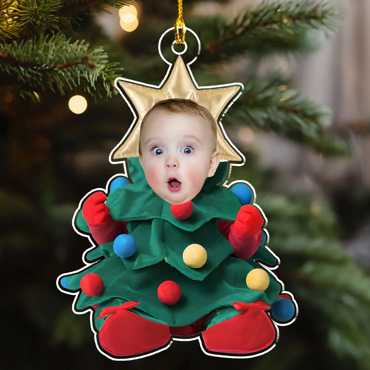 Custom Photo Baby Christmas Tree With Lights 2025 - Personalized Acrylic Ornament - Christmas Gift NA94
