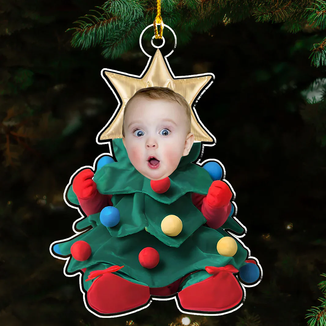 Custom Photo Baby Christmas Tree With Lights 2025 - Personalized Acrylic Ornament - Christmas Gift NA94 - Image 2