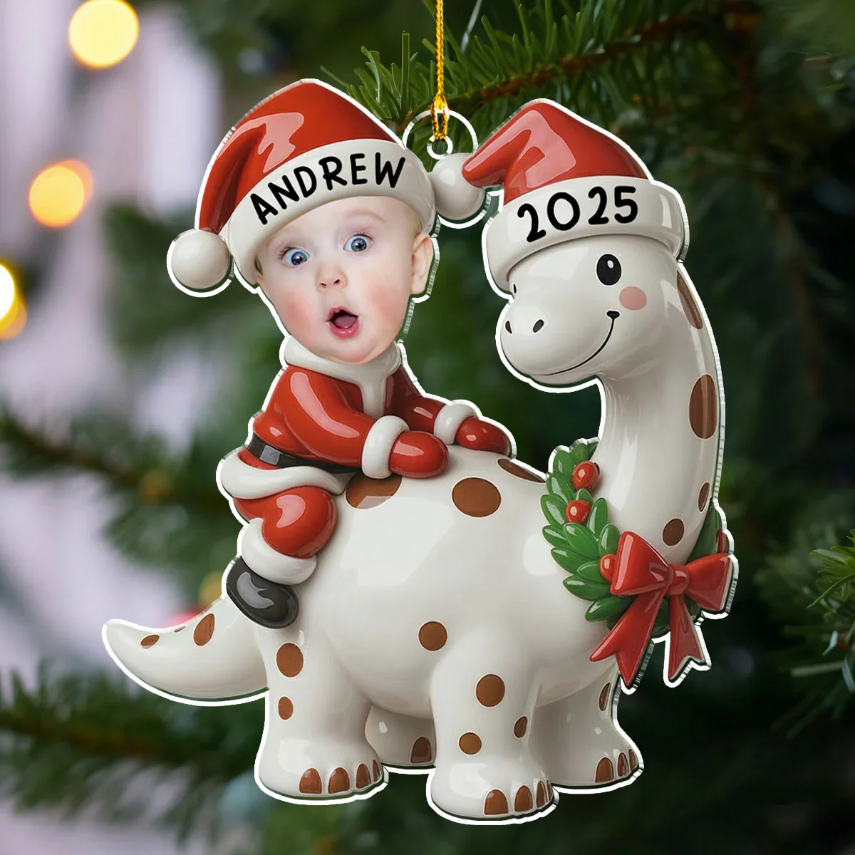 Custom Photo Baby Dinosaur 2025 - Personalized Acrylic Ornament - Christmas Gift NA94 - Image 3