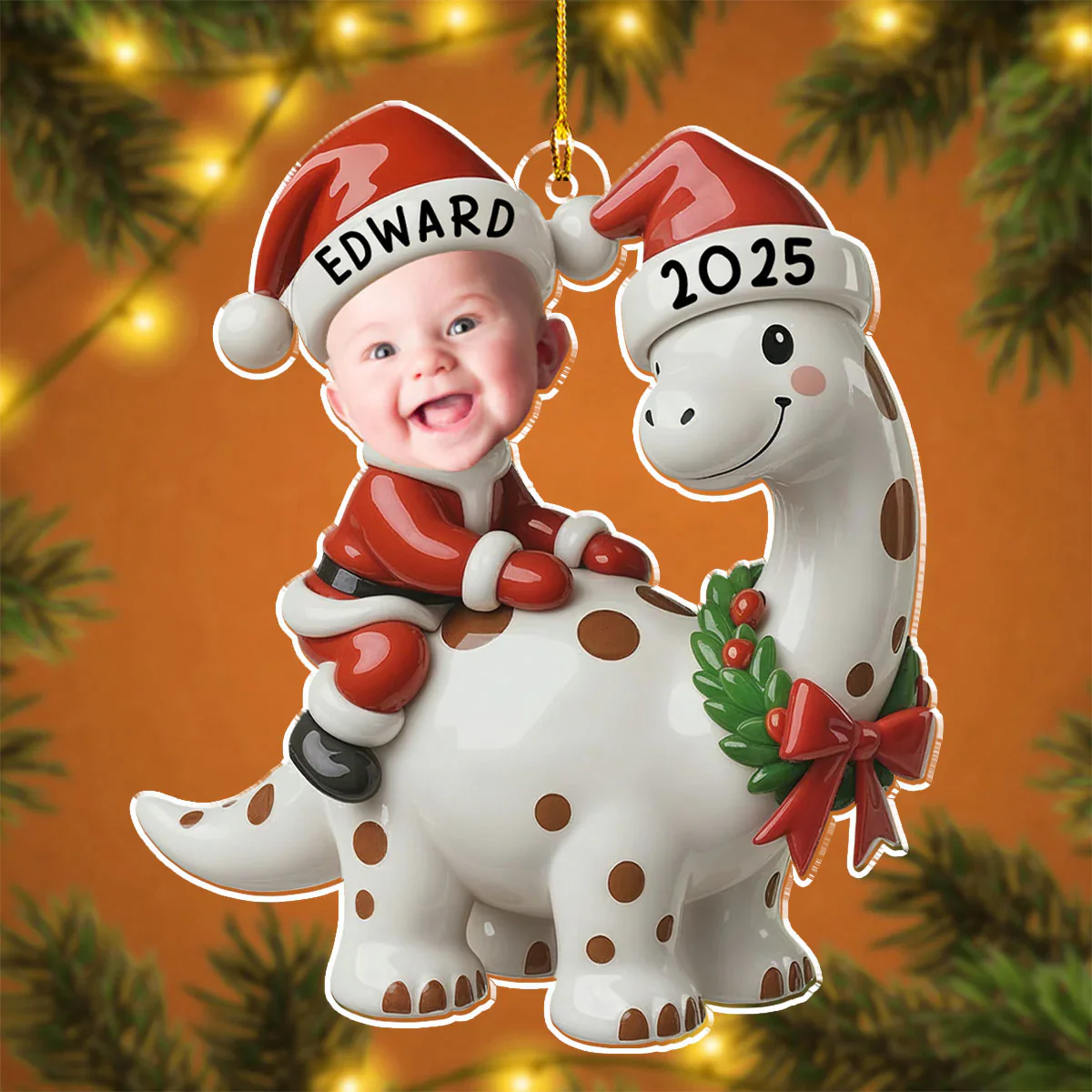 Custom Photo Baby Dinosaur 2025 - Personalized Acrylic Ornament - Christmas Gift NA94 - Image 4
