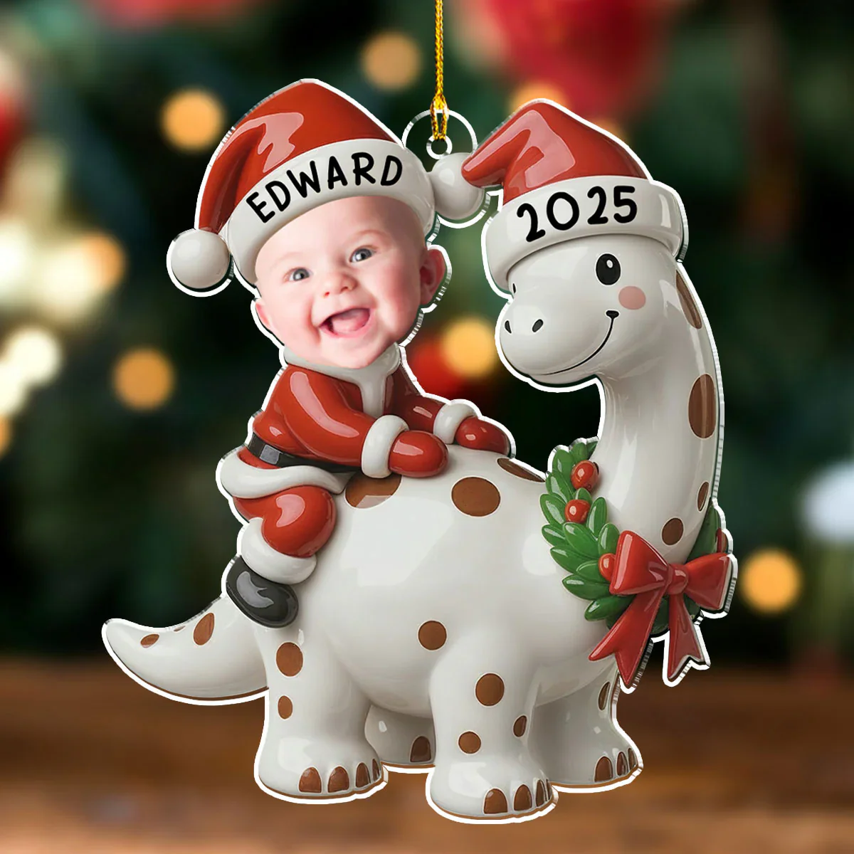 Custom Photo Baby Dinosaur 2025 - Personalized Acrylic Ornament - Christmas Gift NA94 - Image 5