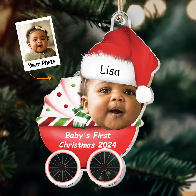 Custom Photo Baby First's Christmas 2024 - Gift For Family - Personalized Acrylic Ornament NA94 - Image 3