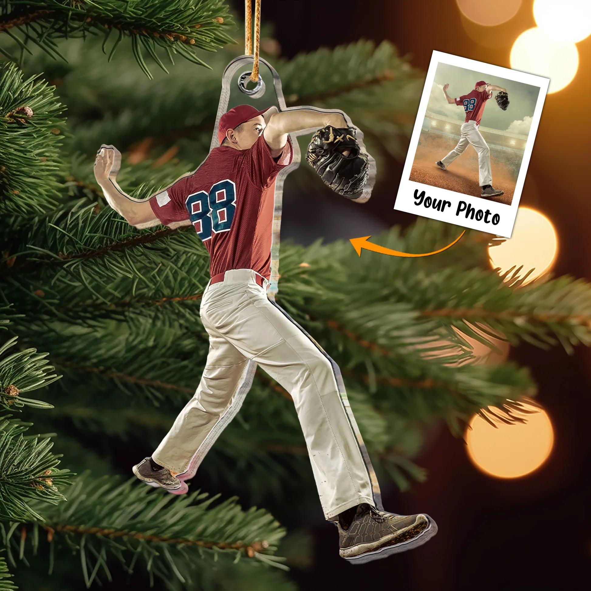 Custom Photo Baseball Lover For Husband, Son - Personalized Acrylic Photo Ornament - Image 2