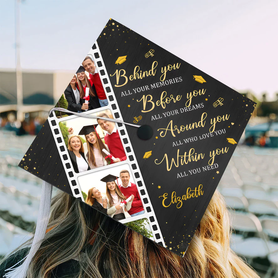 Custom Photo Behind You All Your Memories - Personalized Graduation Cap Topper | NA94 - Image 2