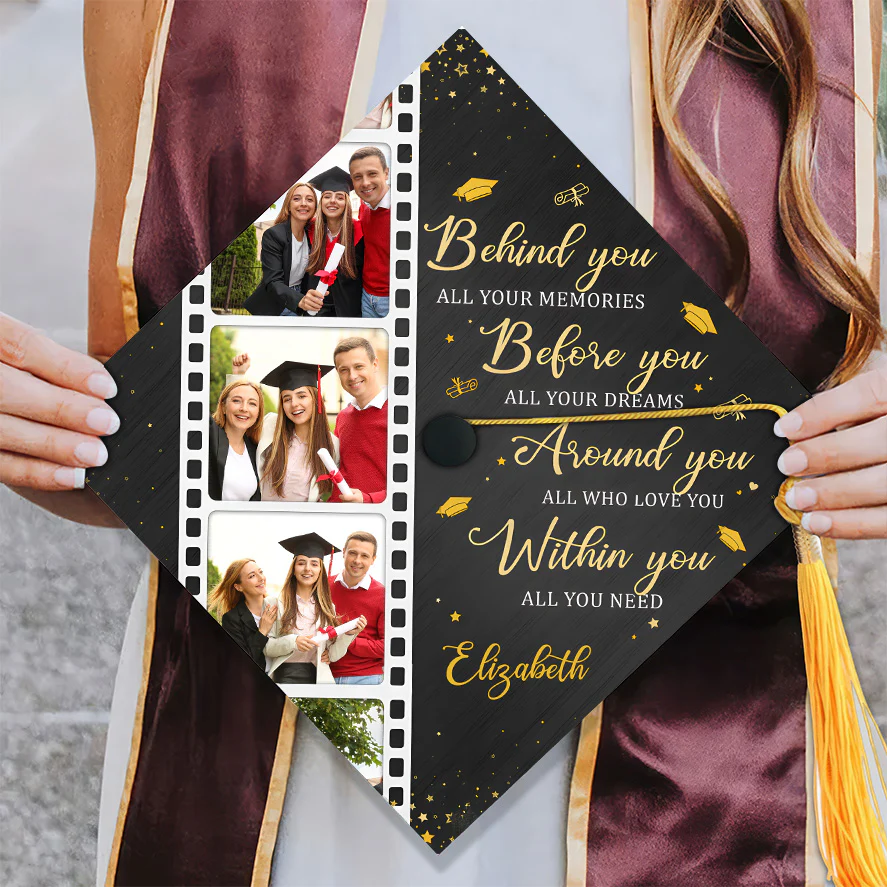 Custom Photo Behind You All Your Memories - Personalized Graduation Cap Topper | NA94 - Image 3