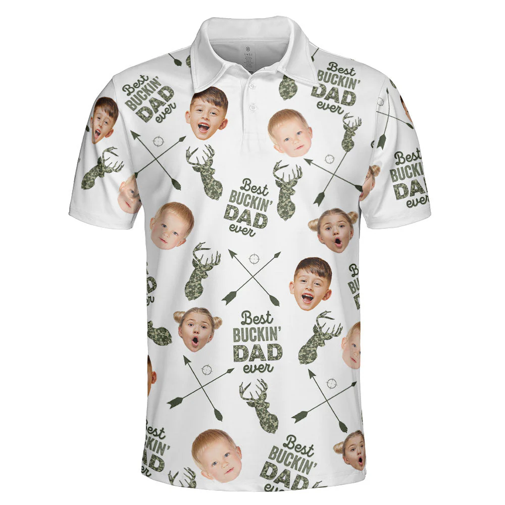 Custom Photo Best Buckin' Dad Ever - Gift For Father's Day - Personalized Men Polo Shirt - Image 2