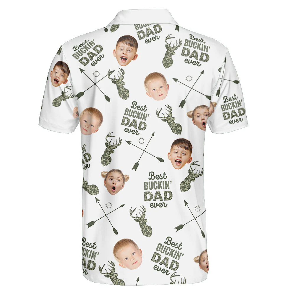 Custom Photo Best Buckin' Dad Ever - Gift For Father's Day - Personalized Men Polo Shirt - Image 3