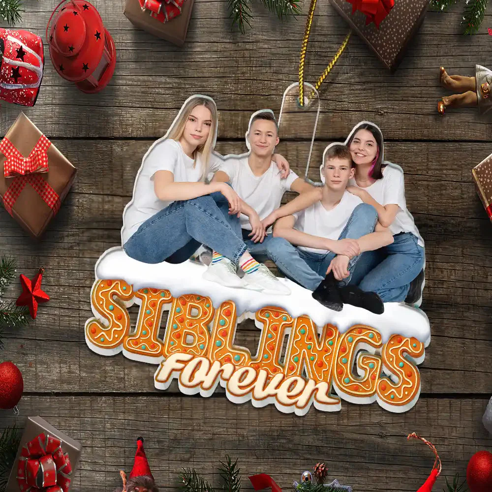 Custom Photo Besties Sisters Family Forever Christmas Gingerbread - Personalized Acrylic Ornament - Christmas Gifts For Family NL122 - Image 5