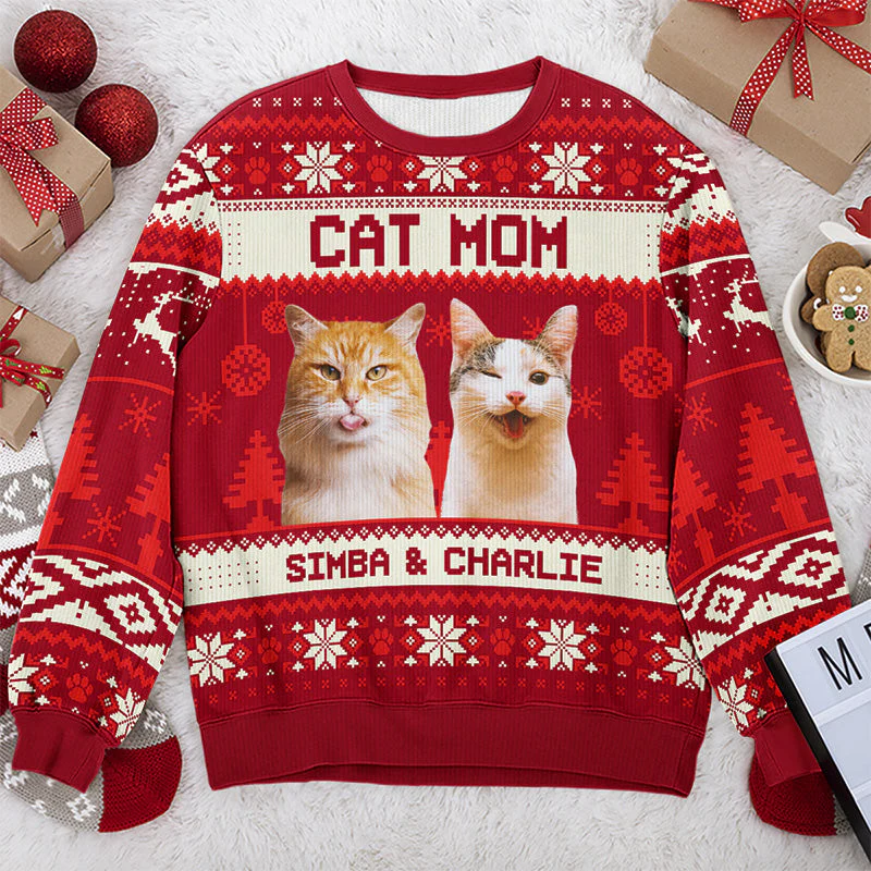 Custom Photo Busy Being A Cat Mama - Personalized Ugly Sweater - Gift For Cat Lover, Cat Mom, Cat Dad - NH96