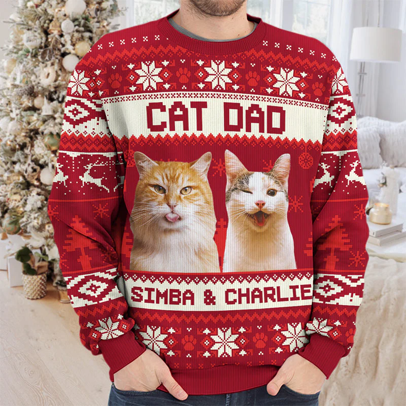 Custom Photo Busy Being A Cat Mama - Personalized Ugly Sweater - Gift For Cat Lover, Cat Mom, Cat Dad - NH96 - Image 2