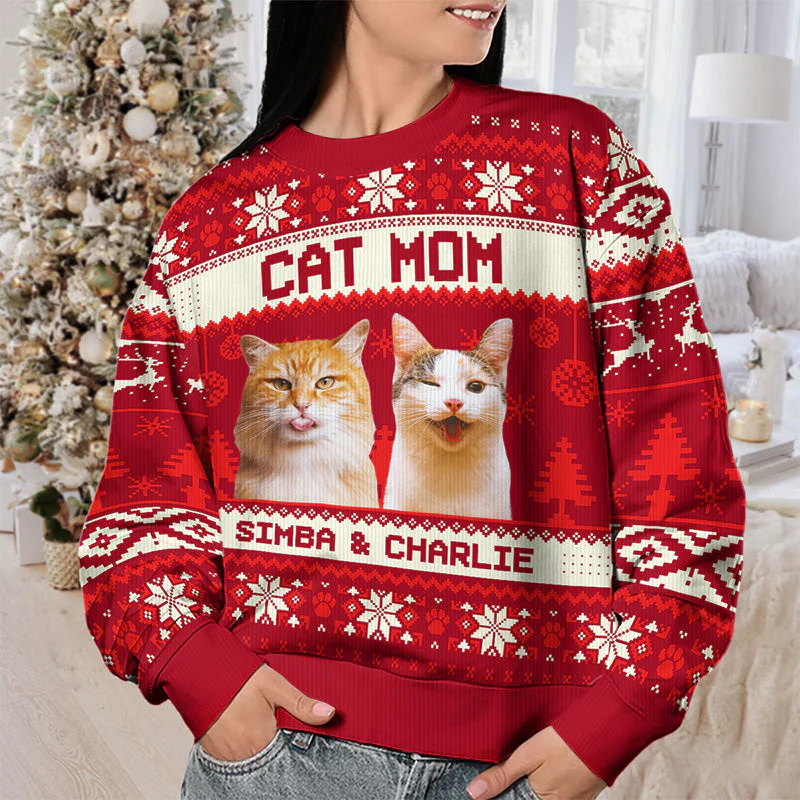 Custom Photo Busy Being A Cat Mama - Personalized Ugly Sweater - Gift For Cat Lover, Cat Mom, Cat Dad - NH96 - Image 3