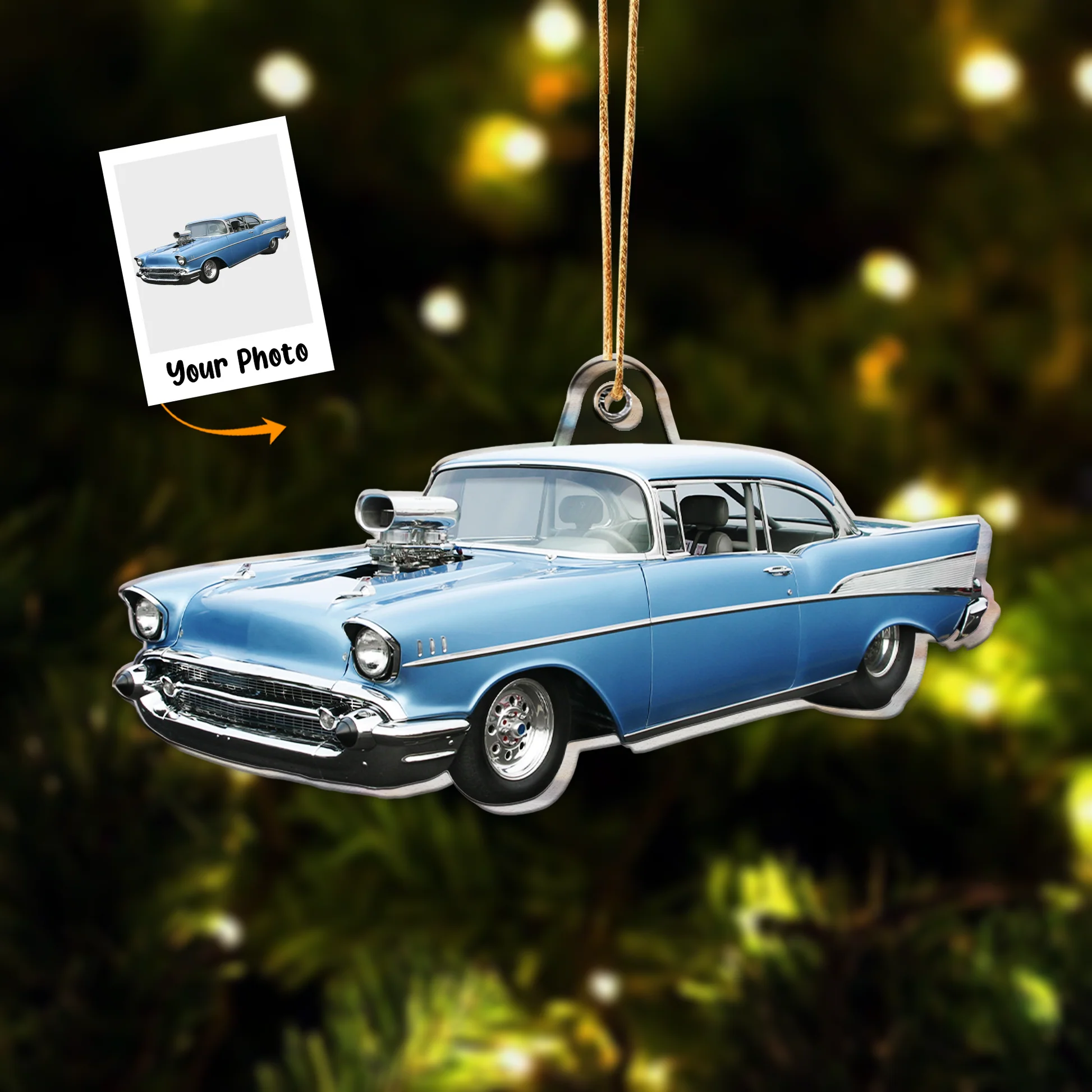 Custom Photo Christmas Car Gift For Family - Personalized Acrylic Photo Ornament - Image 3