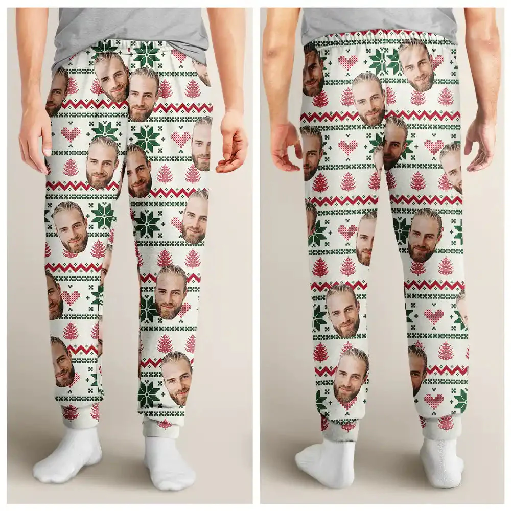Custom Photo Christmas Couples Family Pets Face - Gift For Pet Lovers - Personalized Pajama Pants - NA94 - Image 4