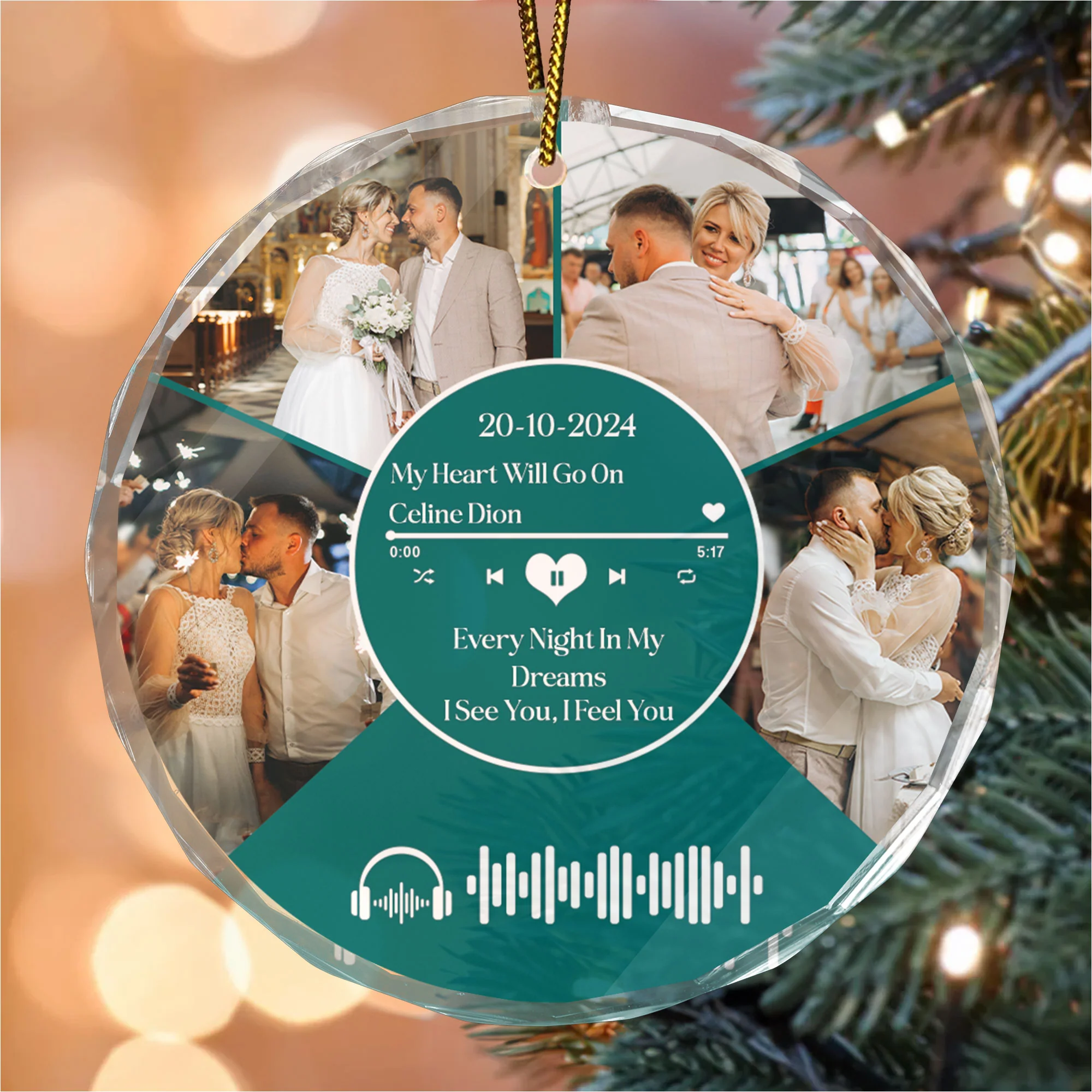 Custom Photo Couple Music Lover - Gift for Couples, Wedding - Personalized Glass Ornament NH96 - Image 2
