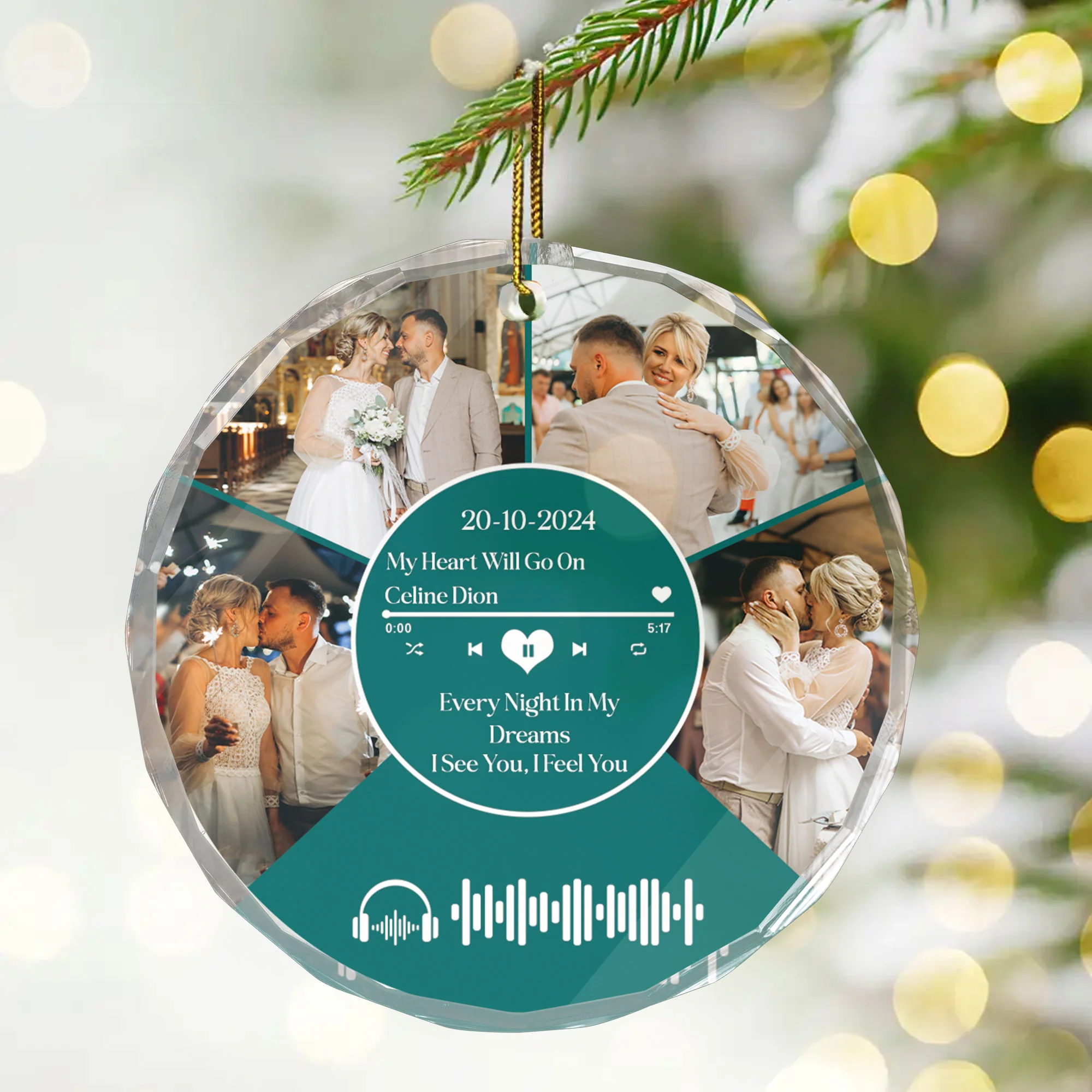 Custom Photo Couple Music Lover - Gift for Couples, Wedding - Personalized Glass Ornament NH96 - Image 3