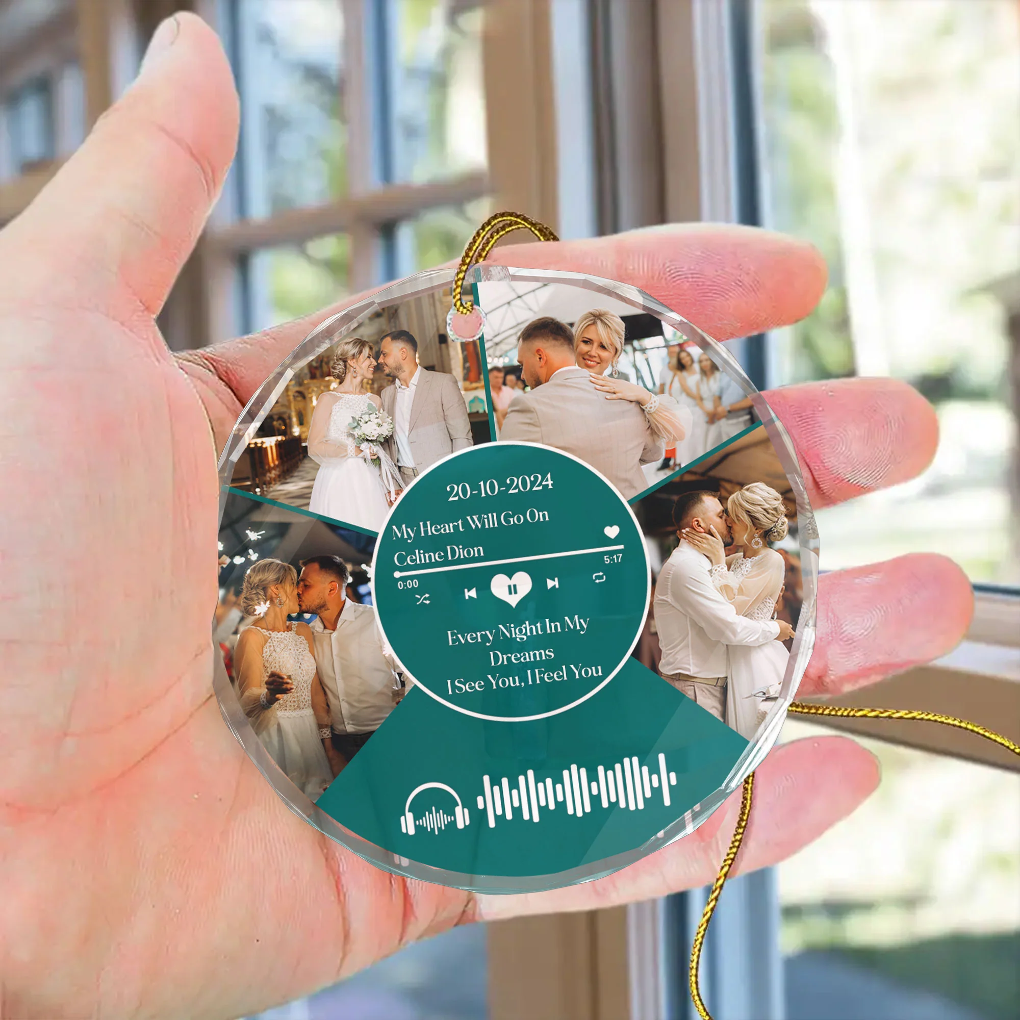 Custom Photo Couple Music Lover - Gift for Couples, Wedding - Personalized Glass Ornament NH96 - Image 4