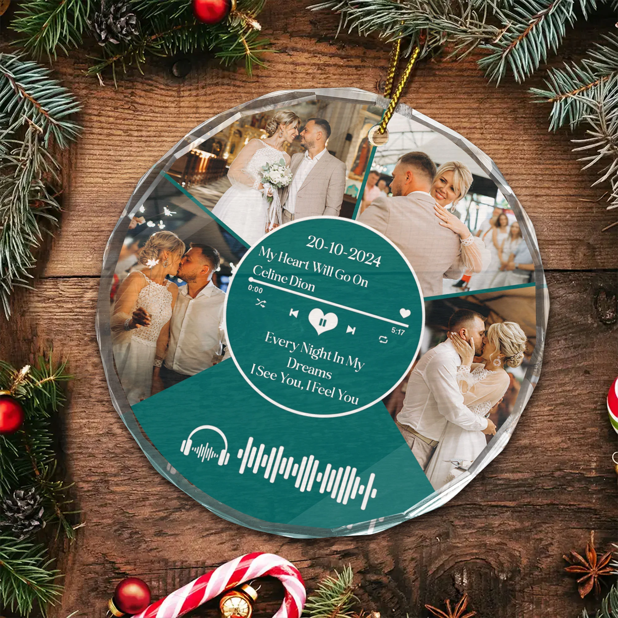 Custom Photo Couple Music Lover - Gift for Couples, Wedding - Personalized Glass Ornament NH96 - Image 5