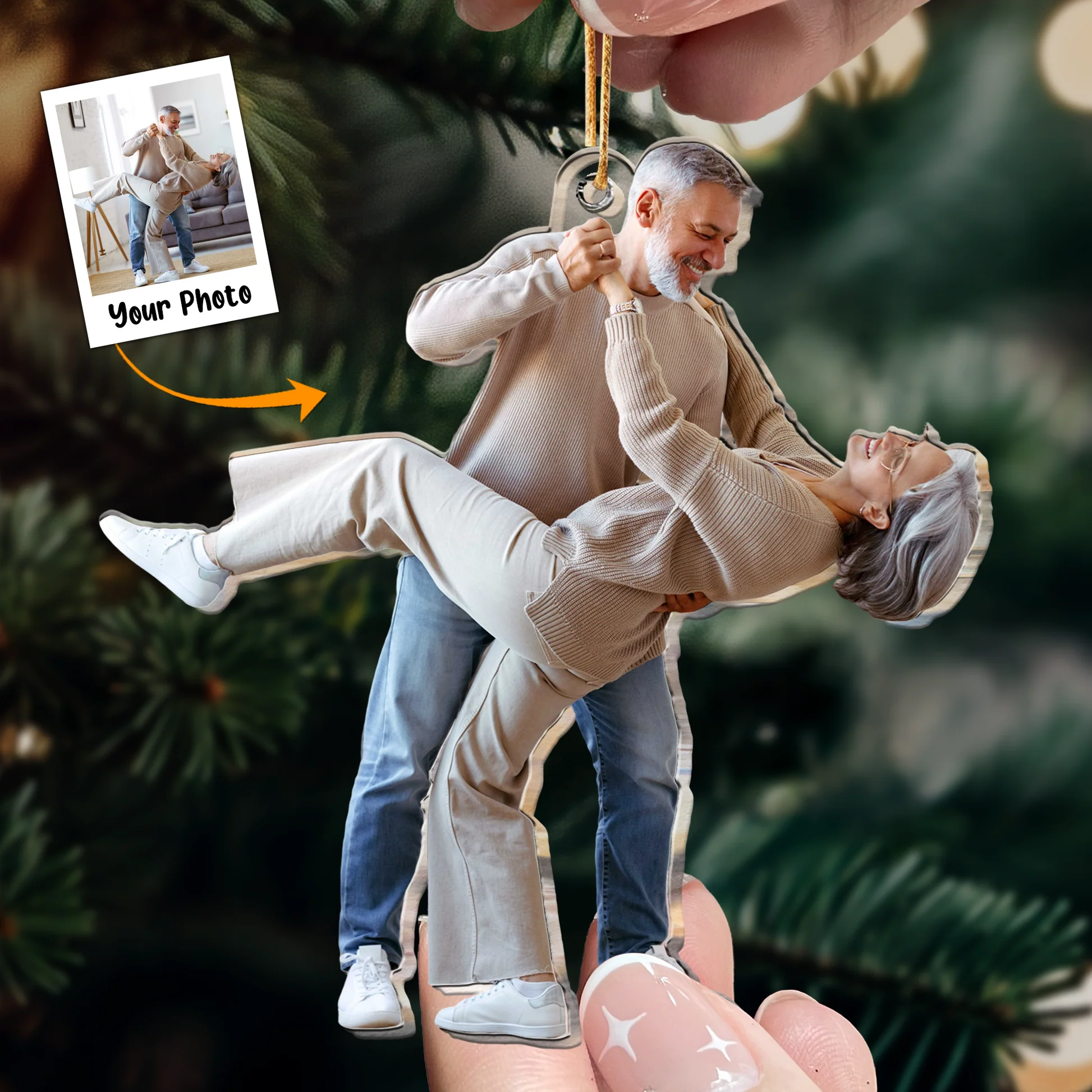 Custom Photo Custom Photo Old Couple Gift - Personalized Acrylic Photo Ornament