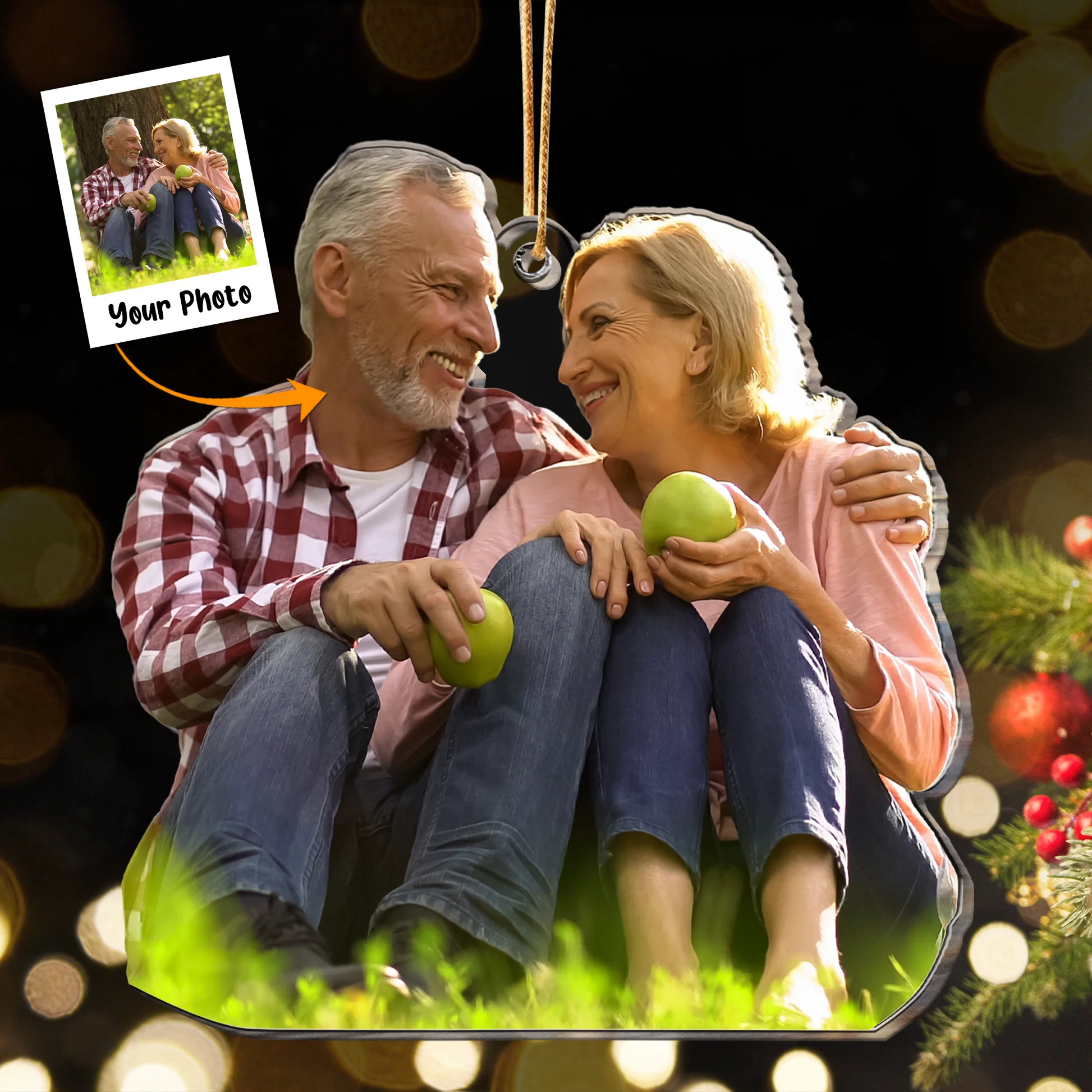 Custom Photo Custom Photo Old Couple Gift - Personalized Acrylic Photo Ornament - Image 2
