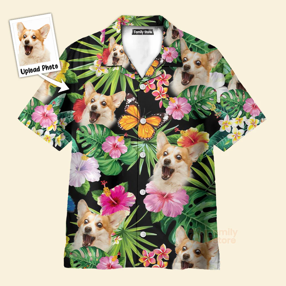 Custom Photo Dog Hibiscus Flower Summer - Personalized Hawaiian Shirt - Image 3