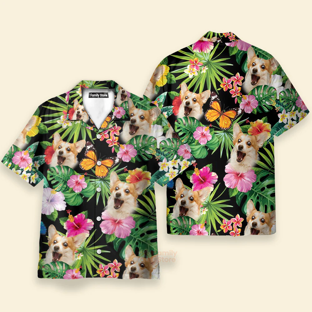Custom Photo Dog Hibiscus Flower Summer - Personalized Hawaiian Shirt - Image 4