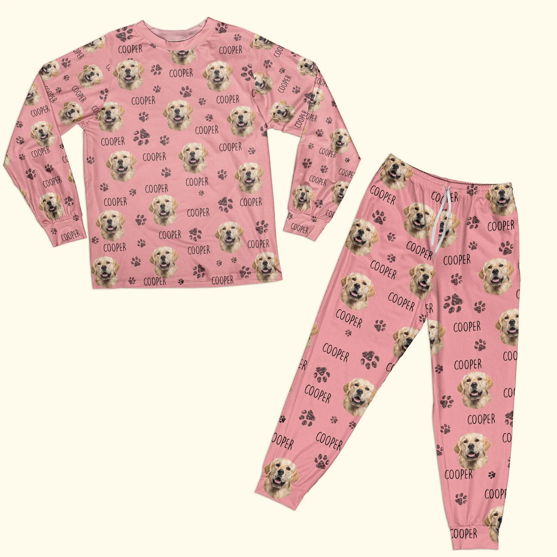 Custom Photo Dog Cat Little Paw Paw - Personalized Unisex Pajamas Set - Gift For Pet Lovers, Pet Owners - NA94 - Image 2