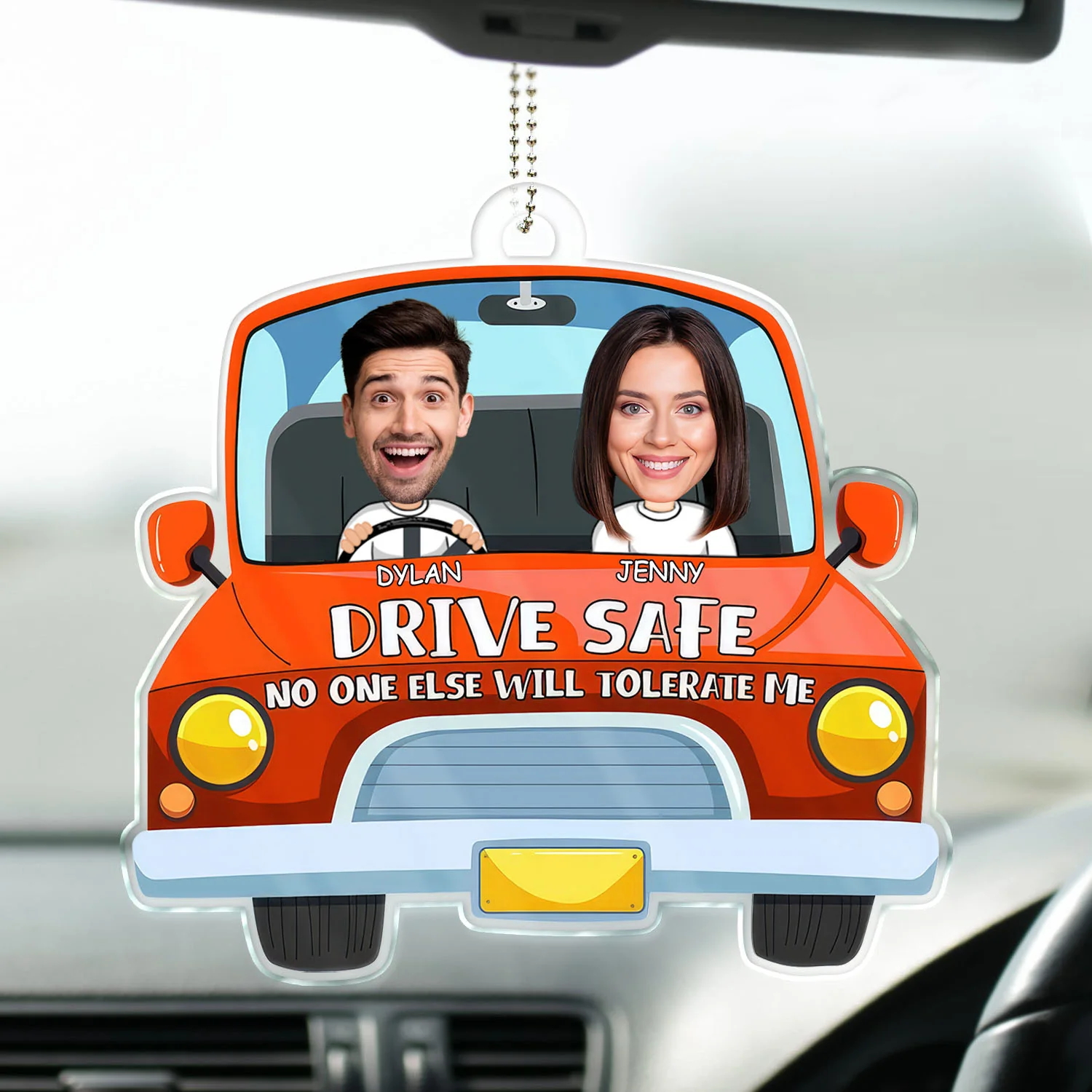 Custom Photo Drive Safe And No One Else Can Tolerate Us Version 2 - Gift For Couple - Personalized Car Hanging Ornament NA94 - Image 2